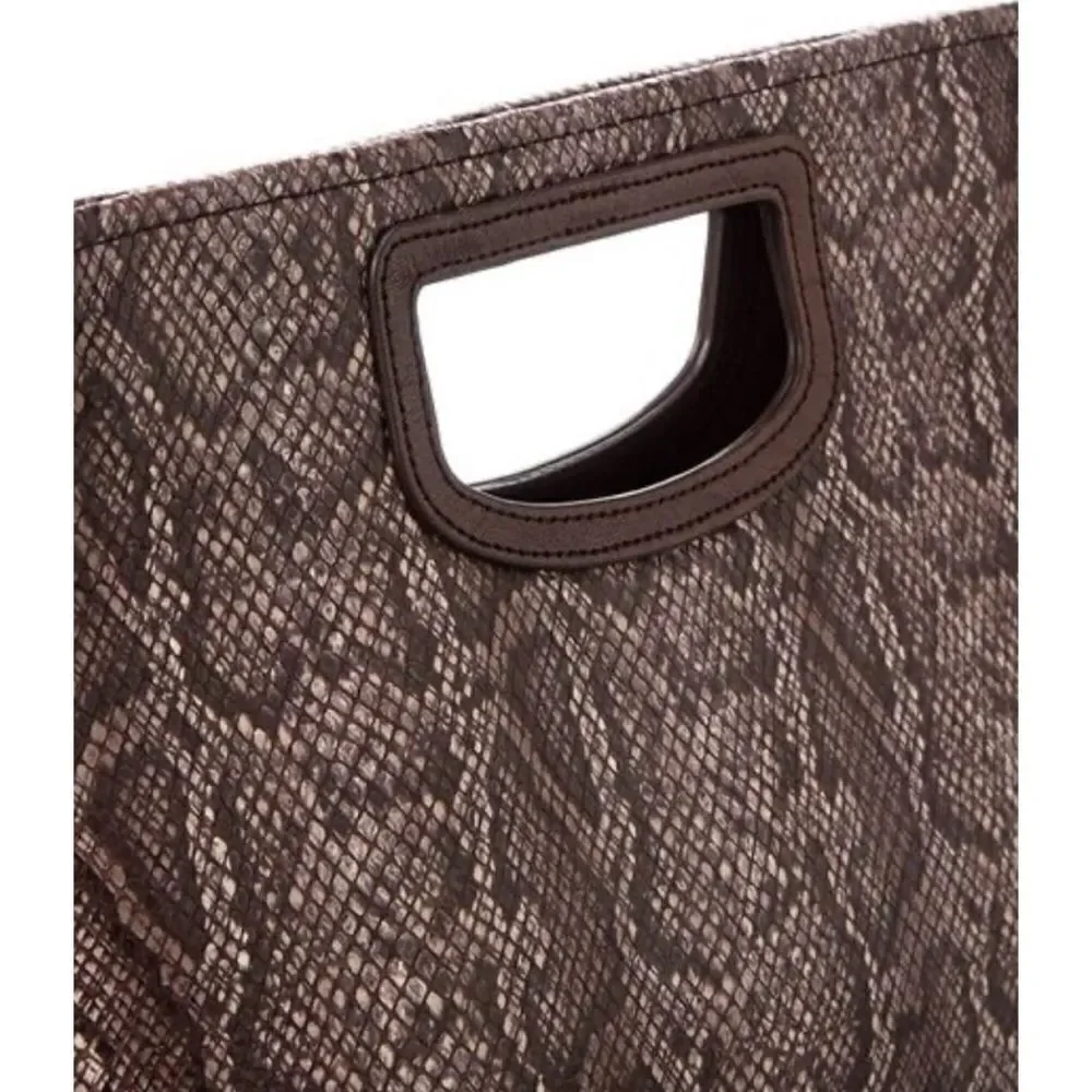 J.Mclaughlin Eliana Snake-Em-bossed Leather Clutch, Brown / Néw No Tags